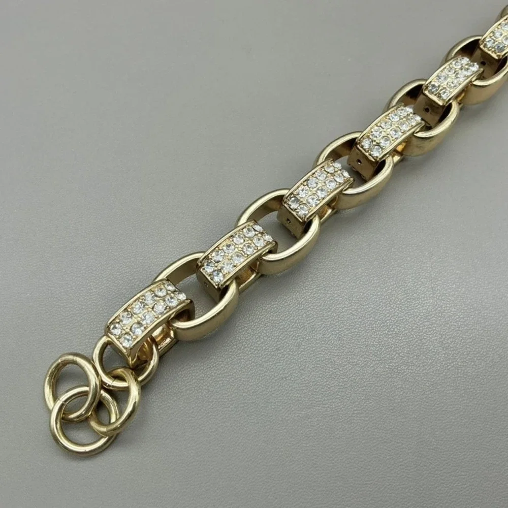 Banana Republic Bracelet Womens Gold Tone Crystal Link Chain Jewelry 7.5 Inch